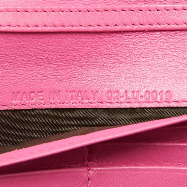 Pre Owned Dior Pink Cannage Patent Leather Lady Dior Wallet On Chain