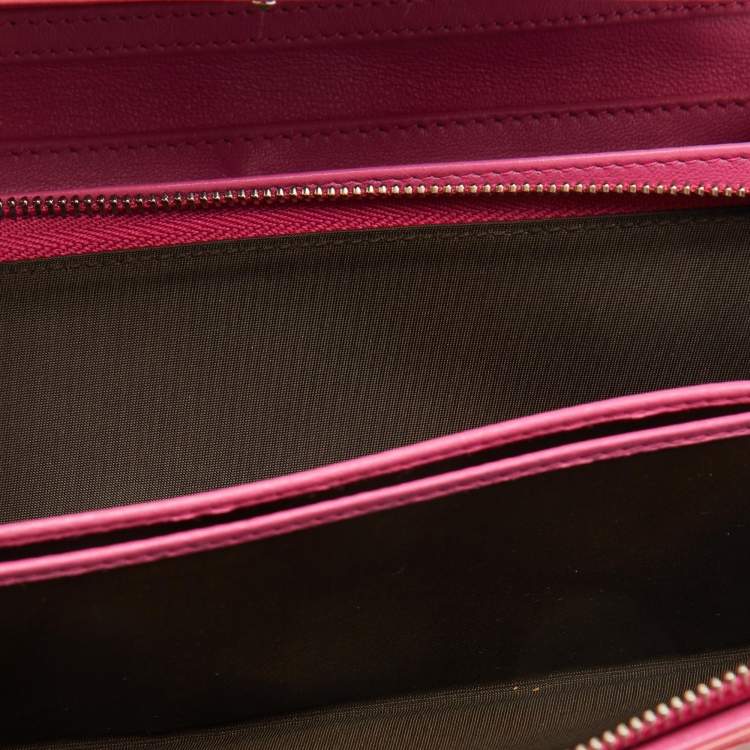 Pre Owned Dior Pink Cannage Patent Leather Lady Dior Wallet On Chain