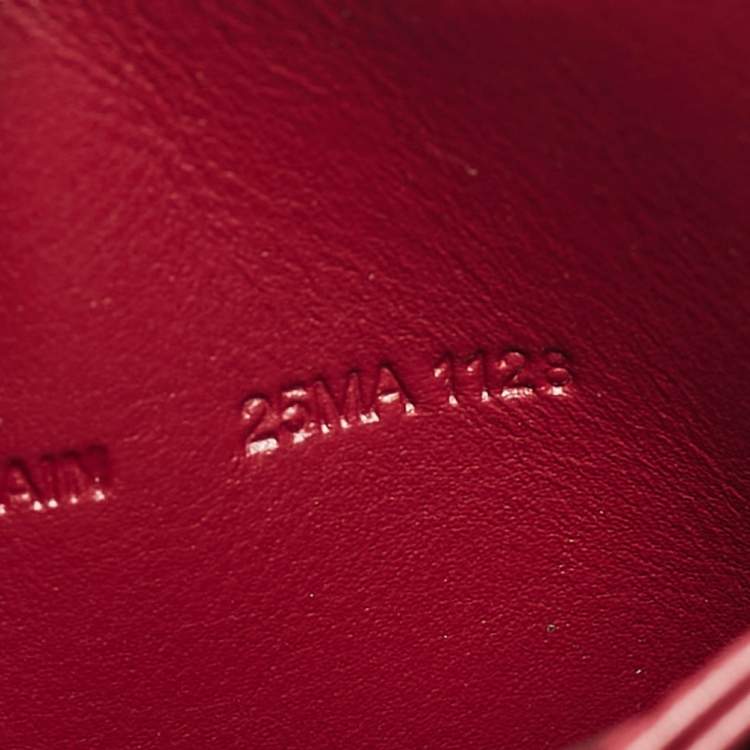 Pre Owned Dior Red Cannage Patent Leather Lady Dior 5 Gusset Card Holder