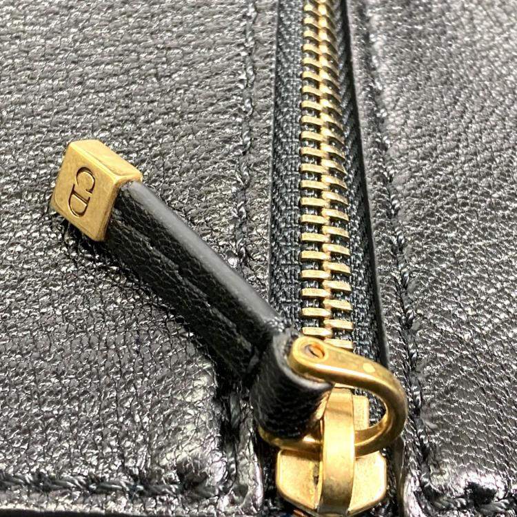 Pre Owned Dior Black  Leather Logo Studs Tote  Bag
