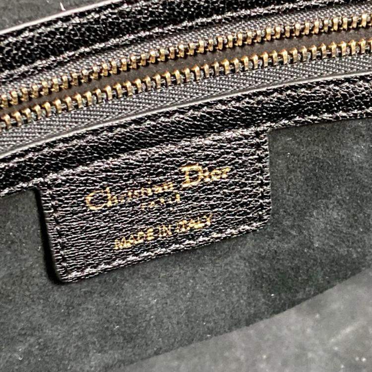 Pre Owned Dior Black  Leather Logo Studs Tote  Bag