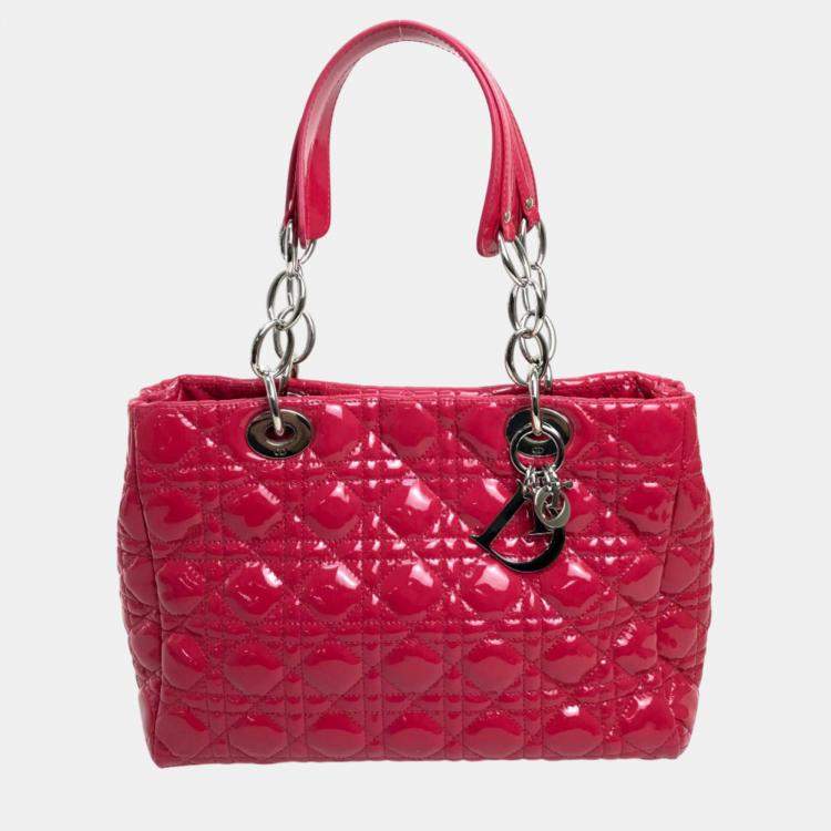Pre Owned Dior Pink  Leather Lady Dior Tote Bag