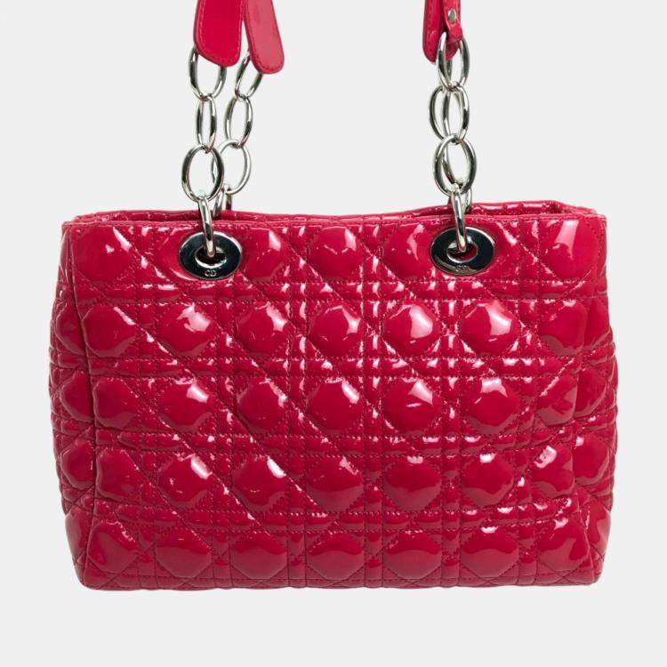 Pre Owned Dior Pink  Leather Lady Dior Tote Bag