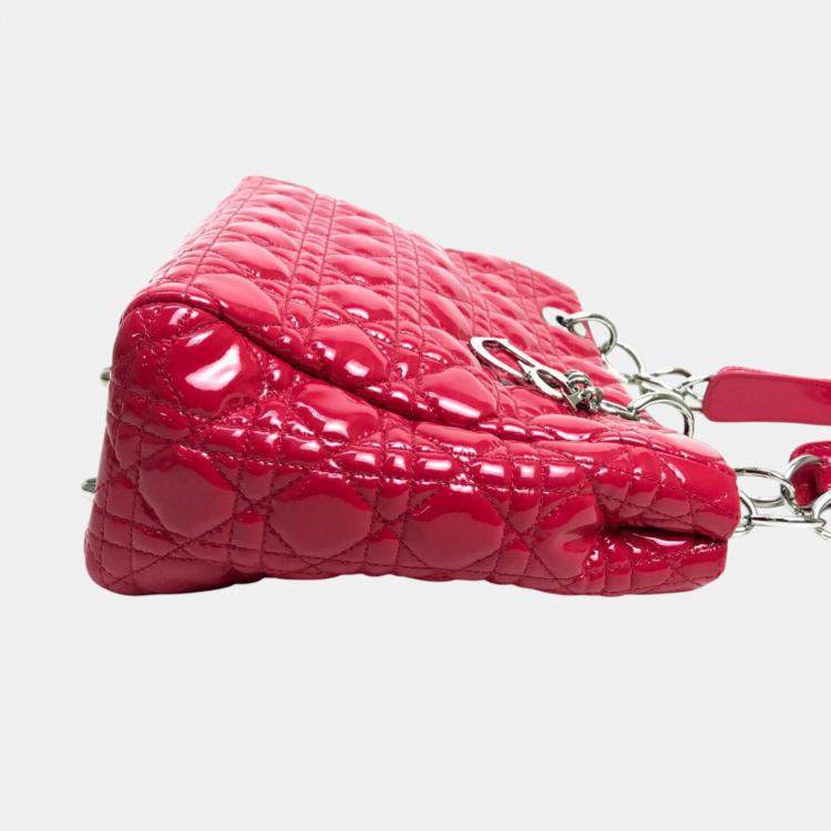 Pre Owned Dior Pink  Leather Lady Dior Tote Bag
