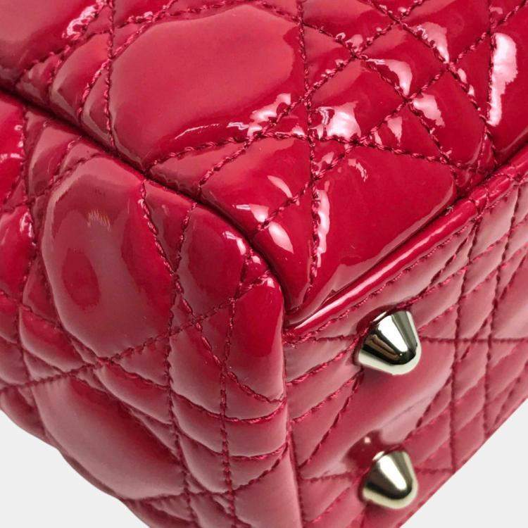 Pre Owned Dior Pink  Leather Lady Dior Tote Bag