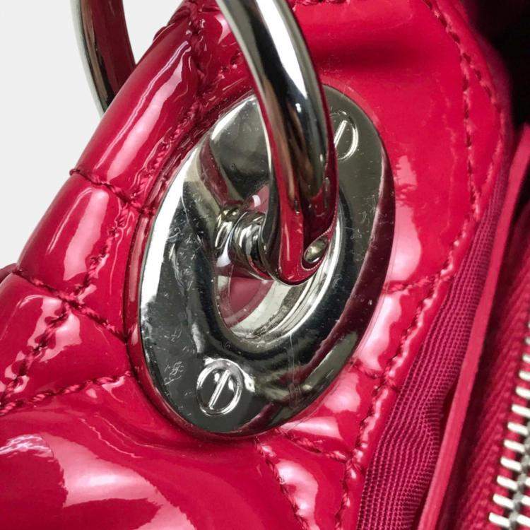 Pre Owned Dior Pink  Leather Lady Dior Tote Bag