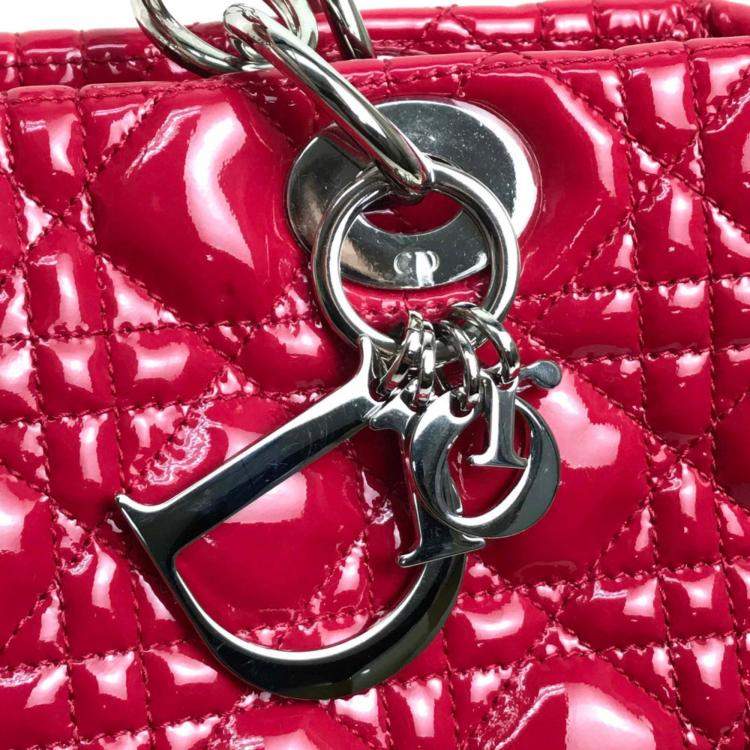 Pre Owned Dior Pink  Leather Lady Dior Tote Bag