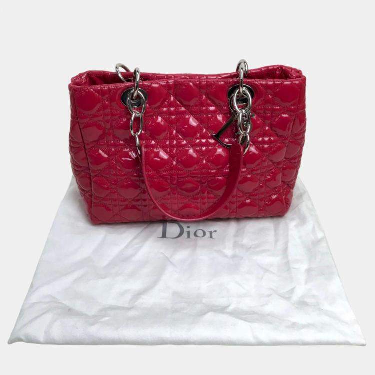 Pre Owned Dior Pink  Leather Lady Dior Tote Bag