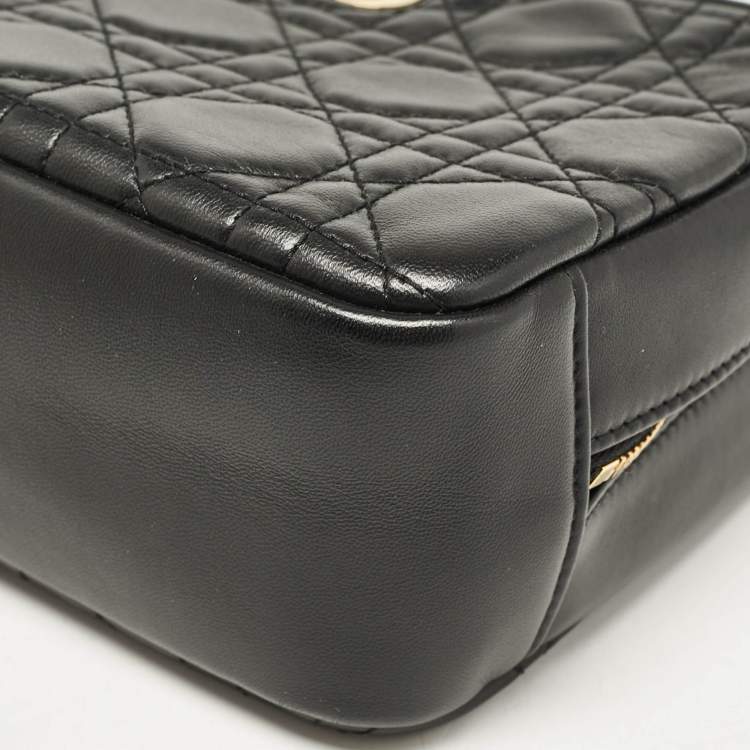 Pre Owned Dior Black Cannage Leather Caro Zip Pouch