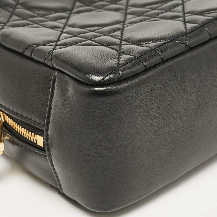 Pre Owned Dior Black Cannage Leather Caro Zip Pouch