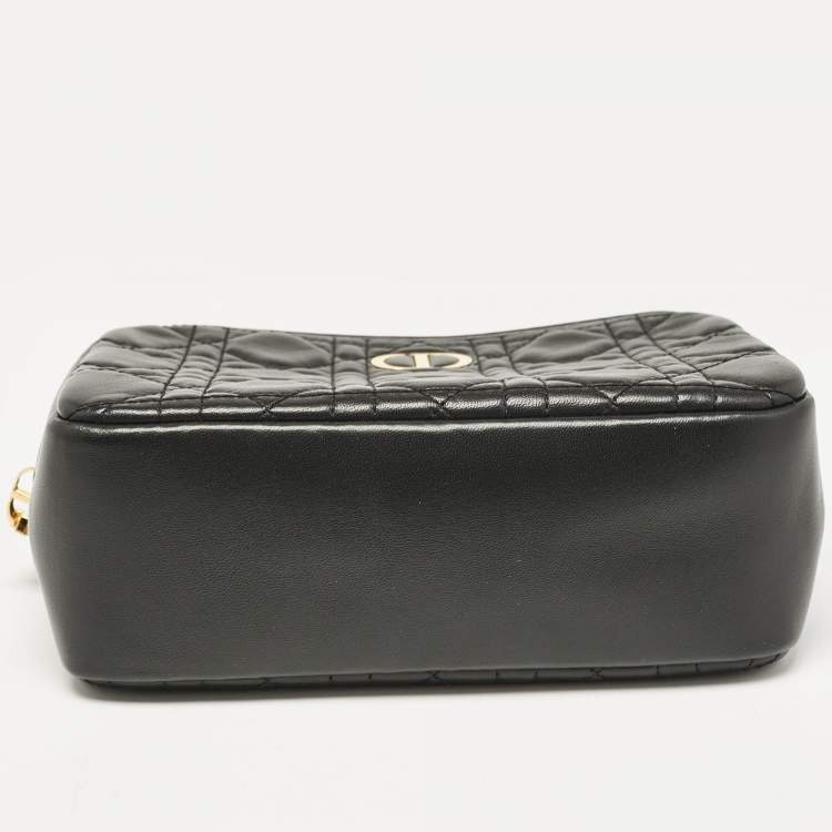 Pre Owned Dior Black Cannage Leather Caro Zip Pouch