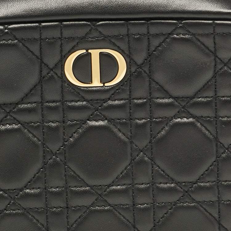Pre Owned Dior Black Cannage Leather Caro Zip Pouch