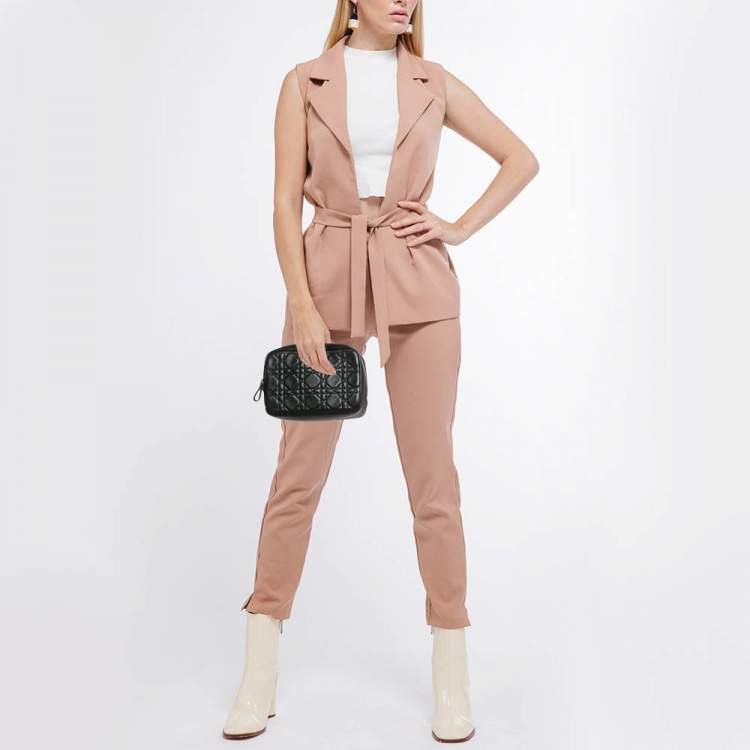 Pre Owned Dior Black Cannage Leather Caro Zip Pouch