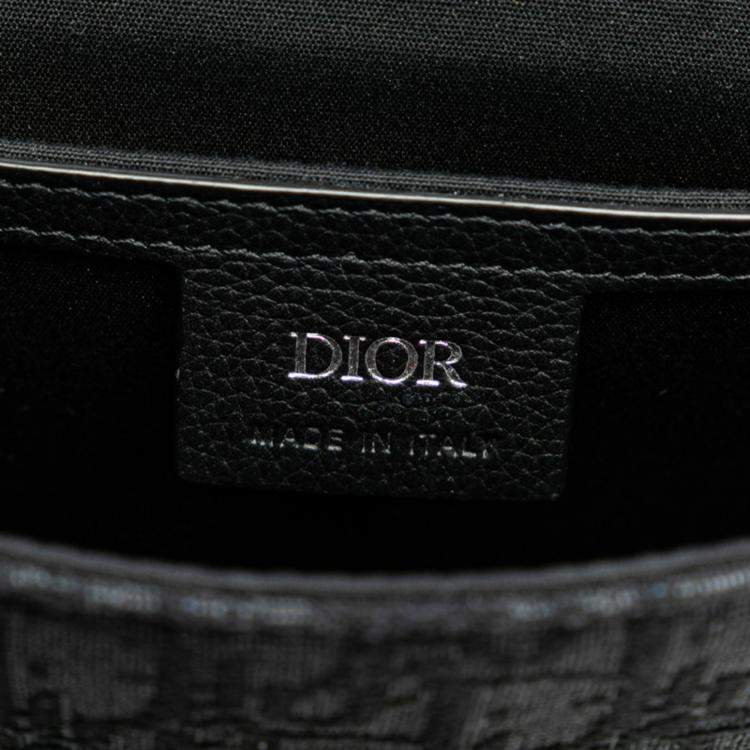 Pre Owned Dior Black Canvas Leather Trotter Saddle Shoulder Bag