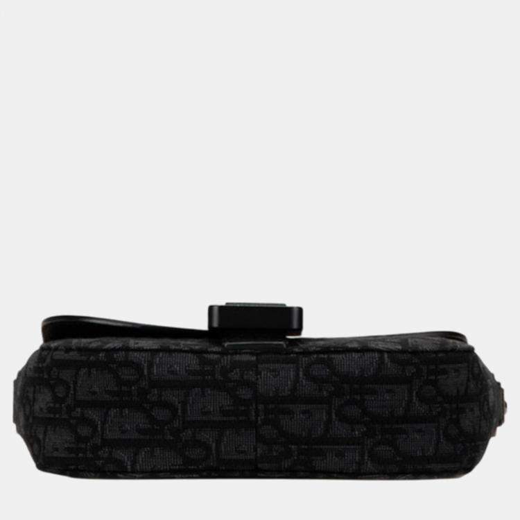 Pre Owned Dior Black Canvas Leather Trotter Saddle Shoulder Bag