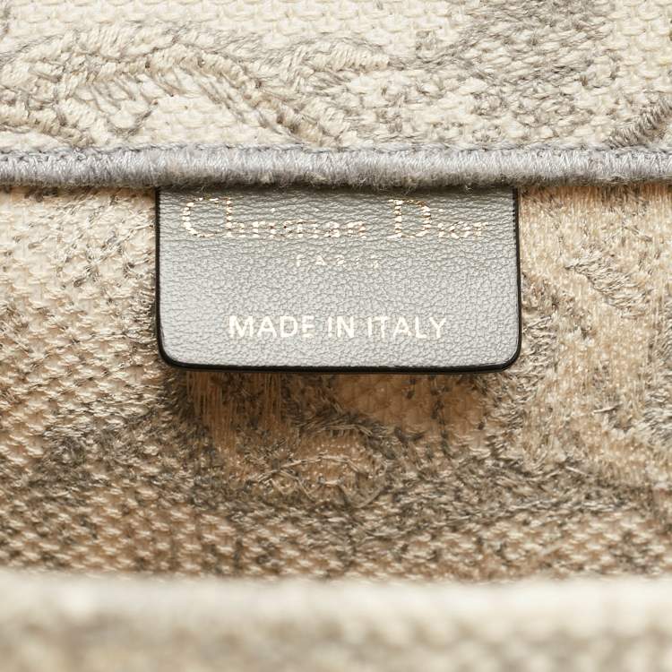 Pre Owned Dior Grey/White Embroidered Toile de Jouy Canvas Medium Book Tote 