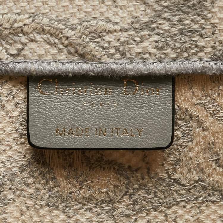Pre Owned Dior Grey/White Embroidered Toile de Jouy Canvas Medium Book Tote 
