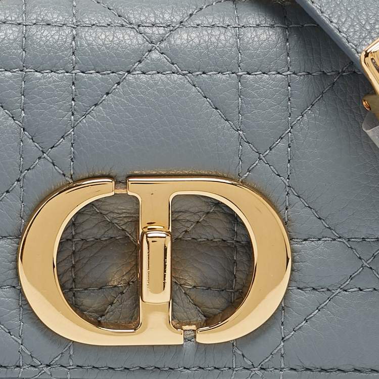 Pre Owned Dior Blue Cannage Leather Micro Caro Crossbody Bag