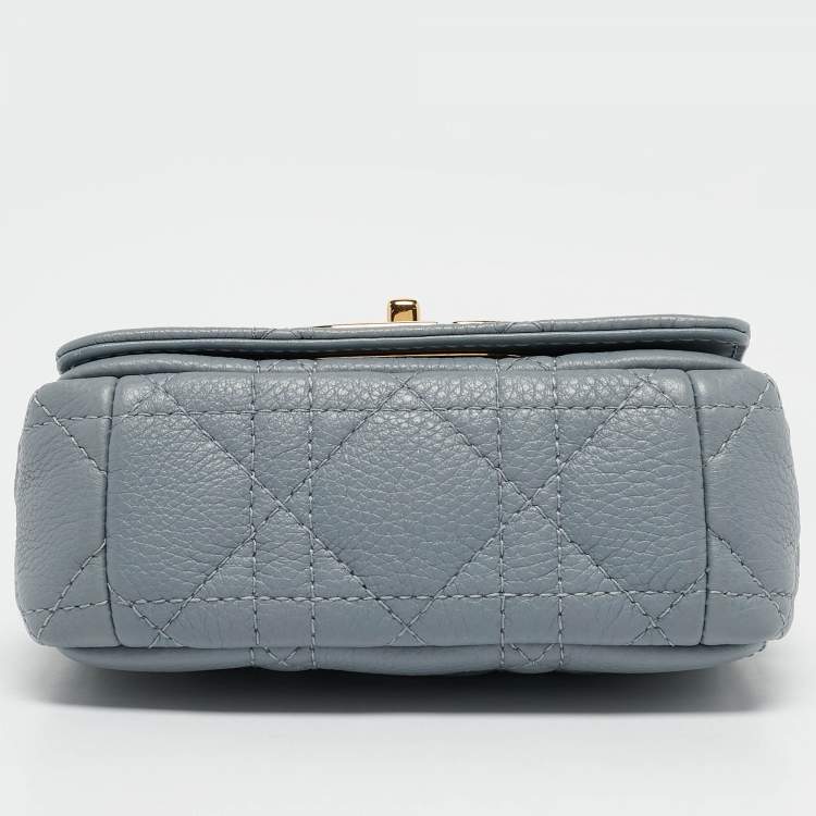 Pre Owned Dior Blue Cannage Leather Micro Caro Crossbody Bag