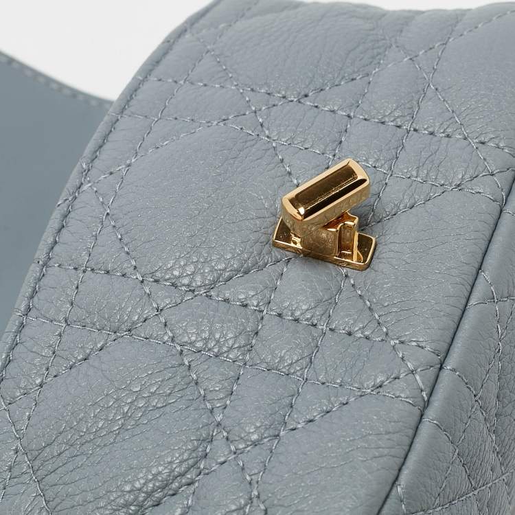Pre Owned Dior Blue Cannage Leather Micro Caro Crossbody Bag