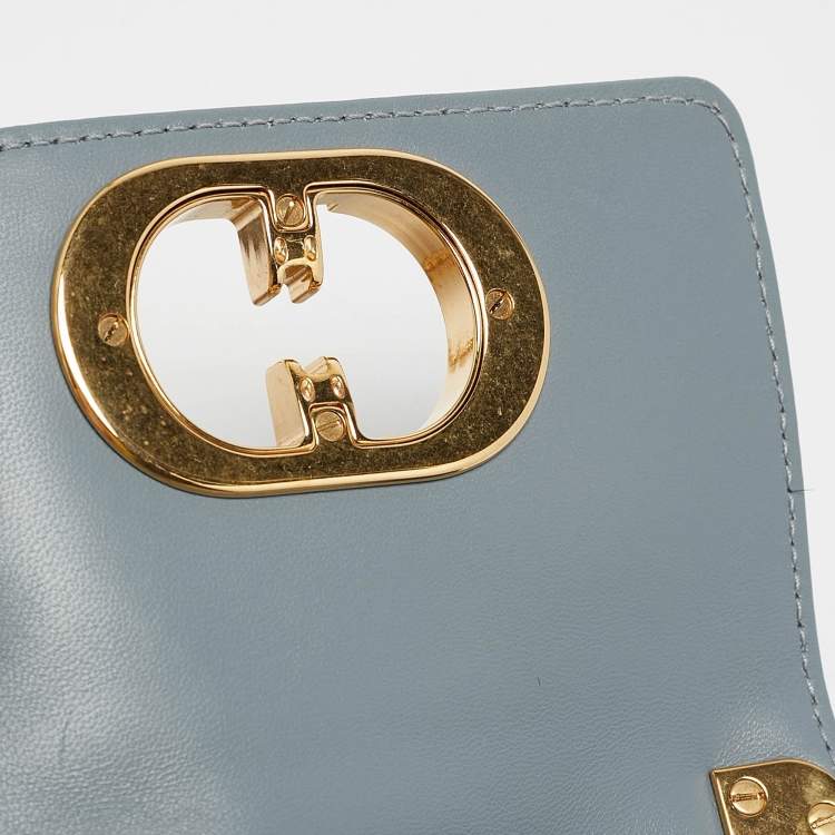 Pre Owned Dior Blue Cannage Leather Micro Caro Crossbody Bag