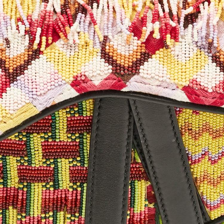 Pre Owned Dior Multicolor Beaded Mini Saddle Bag