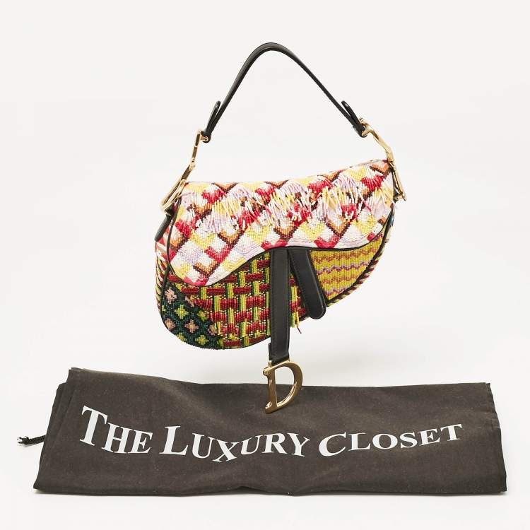 Pre Owned Dior Multicolor Beaded Mini Saddle Bag
