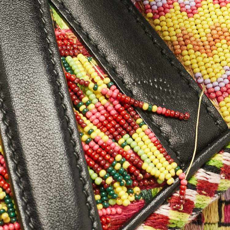 Pre Owned Dior Multicolor Beaded Mini Saddle Bag