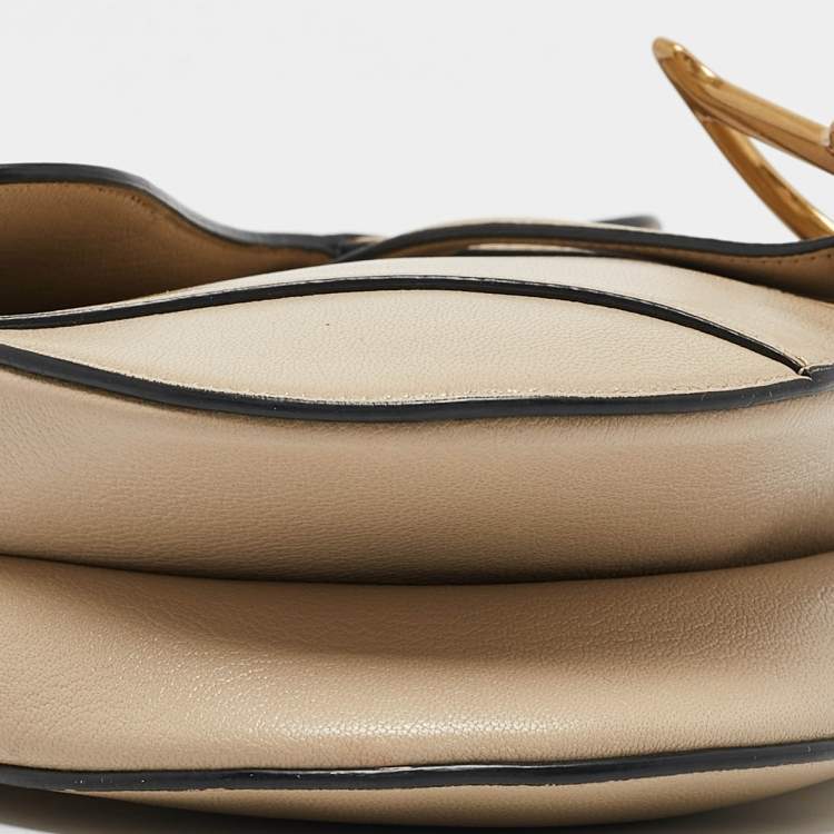 Pre Owned Dior Beige Leather Saddle Bag
