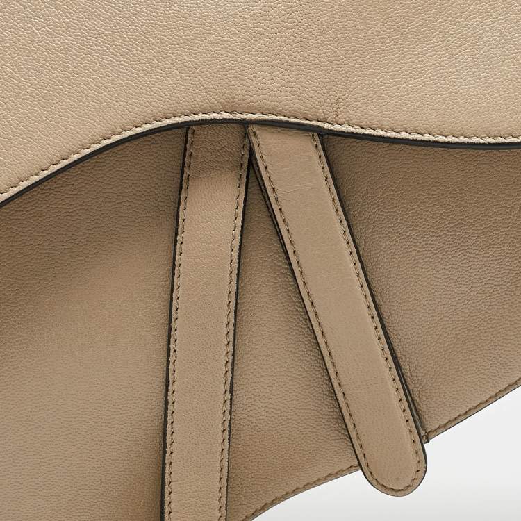 Pre Owned Dior Beige Leather Saddle Bag