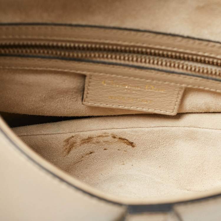 Pre Owned Dior Beige Leather Saddle Bag
