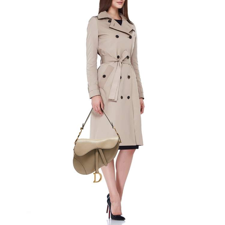 Pre Owned Dior Beige Leather Saddle Bag
