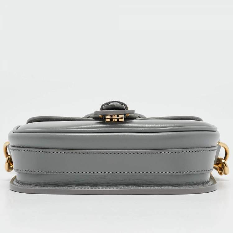 Pre Owned Dior Grey Leather Small Bobby Crossbody Bag
