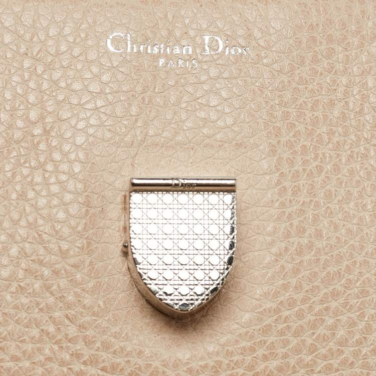 Pre Owned Dior Two Tone Beige Leather Large Diorever Top Handle Bag