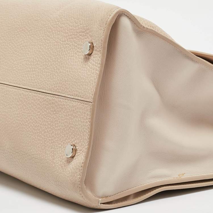 Pre Owned Dior Two Tone Beige Leather Large Diorever Top Handle Bag