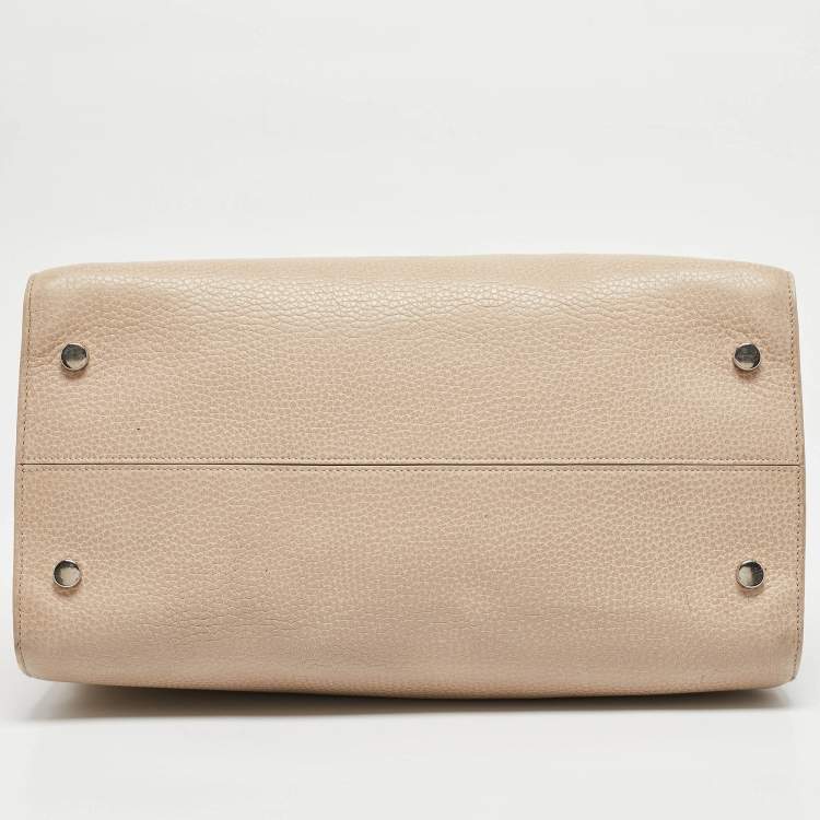 Pre Owned Dior Two Tone Beige Leather Large Diorever Top Handle Bag