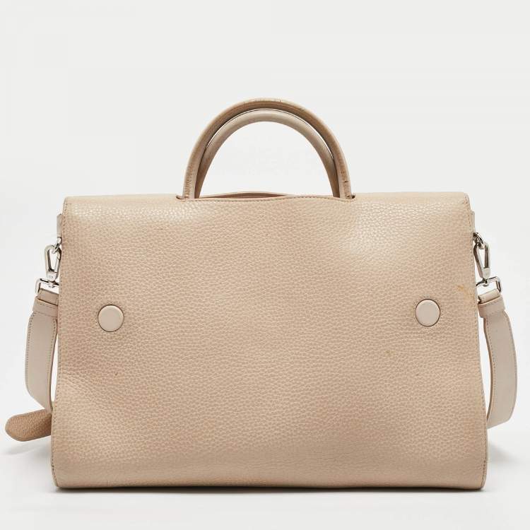 Pre Owned Dior Two Tone Beige Leather Large Diorever Top Handle Bag