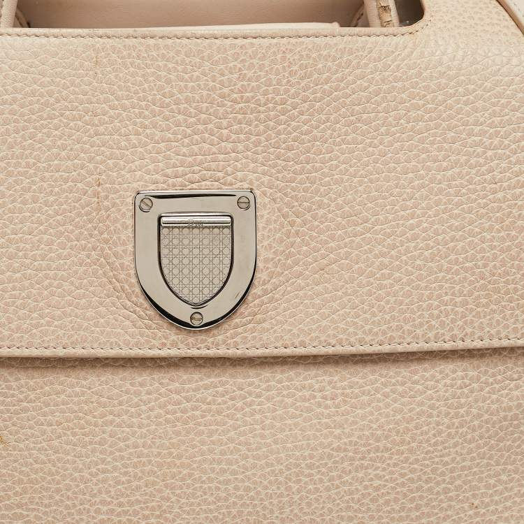 Pre Owned Dior Two Tone Beige Leather Large Diorever Top Handle Bag