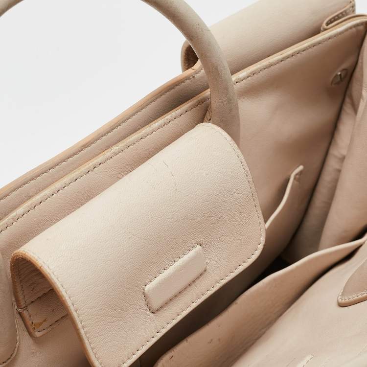 Pre Owned Dior Two Tone Beige Leather Large Diorever Top Handle Bag