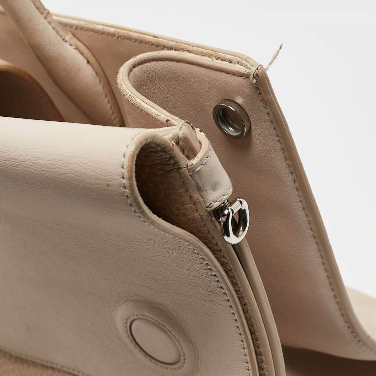 Pre Owned Dior Two Tone Beige Leather Large Diorever Top Handle Bag