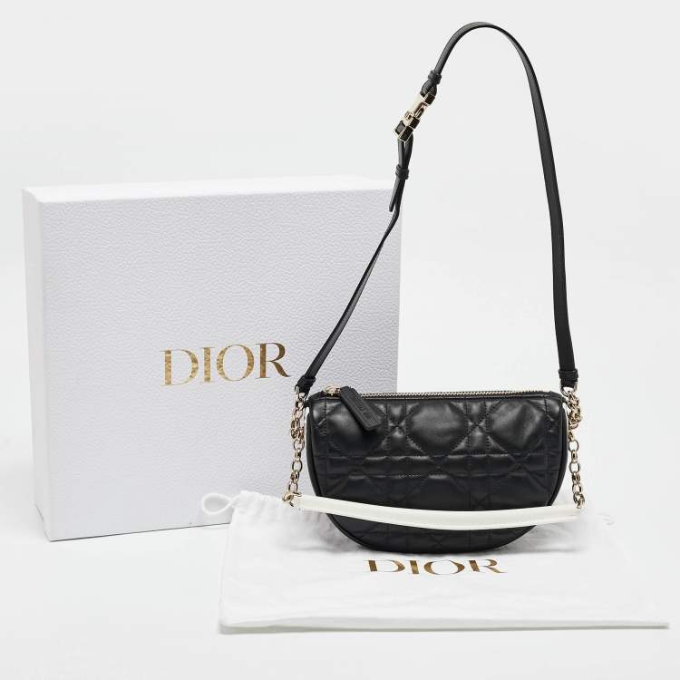 Pre Owned Dior Black Cannage Leather Small Vibe Hobo