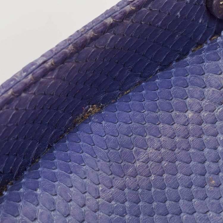 Pre Owned Dior Blue Python Mini Lady Dior Tote