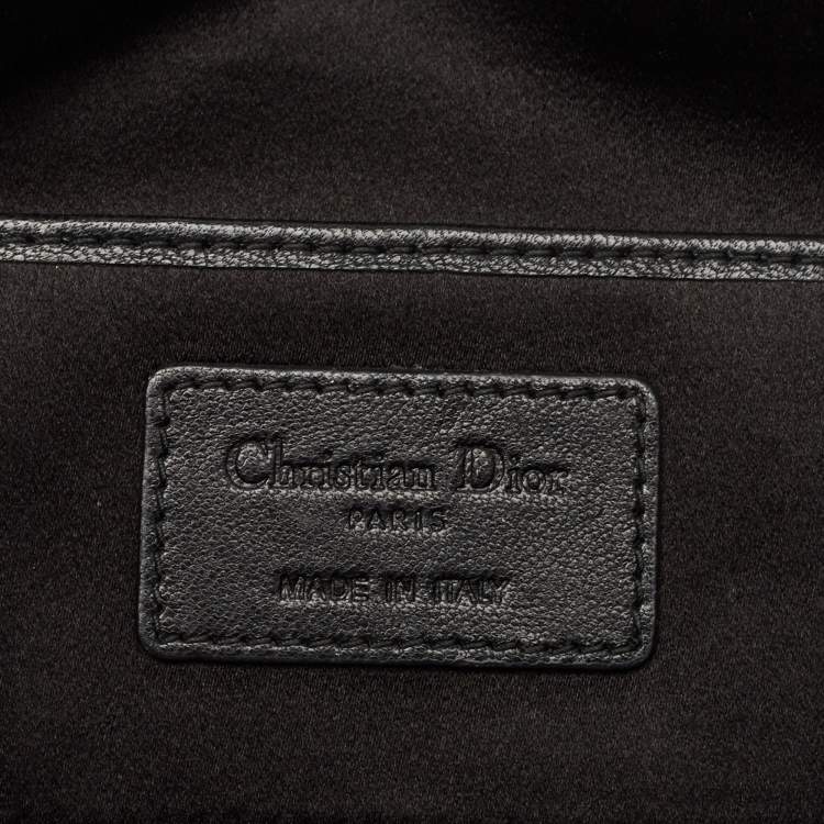 Pre Owned Dior Black Cannage Satin Crystal Embellished Flap Clutch