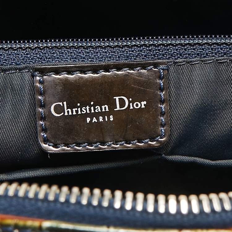 Pre Owned Dior Green/Black Crocodile Saddle Boston Bag