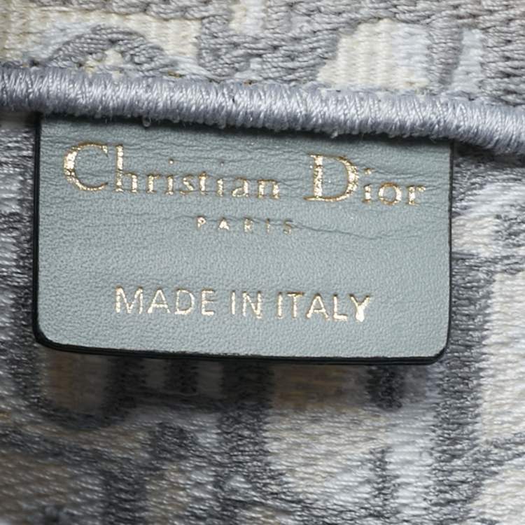Pre Owned Dior Grey Oblique Embroidered Canvas Medium Book Tote