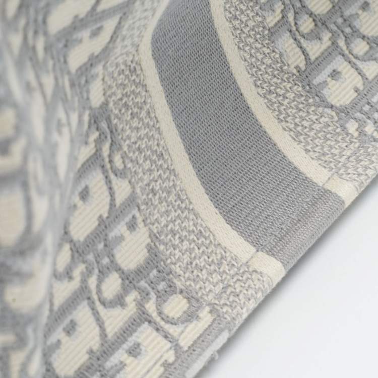 Pre Owned Dior Grey Oblique Embroidered Canvas Medium Book Tote