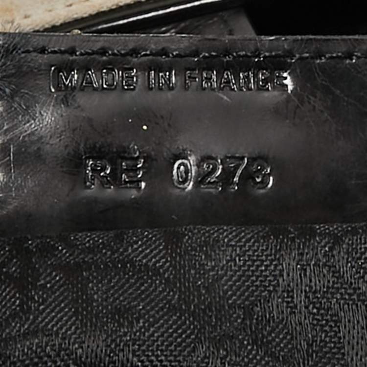 Pre Owned Dior Black/White Fabric and Sequins Saddle Bag
