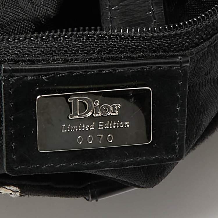 Pre Owned Dior Black/White Fabric and Sequins Saddle Bag