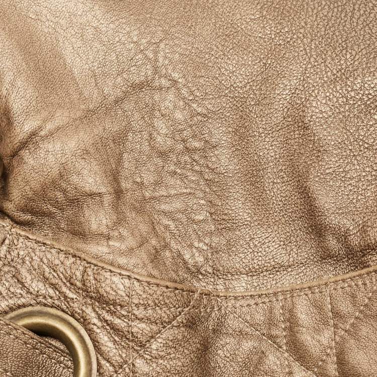 Pre Owned Dior Metallic Brown Cannage Leather D Ring Flap Hobo