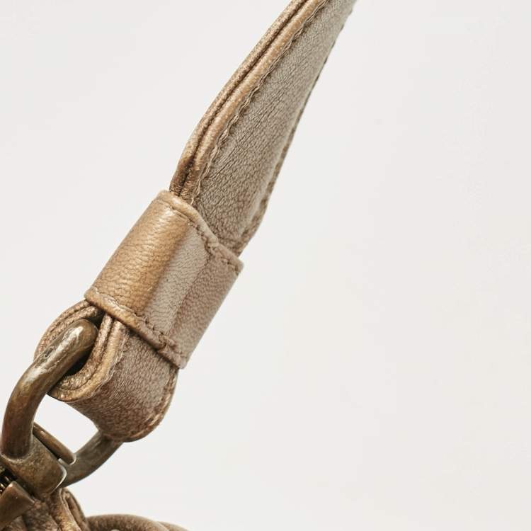 Pre Owned Dior Metallic Brown Cannage Leather D Ring Flap Hobo